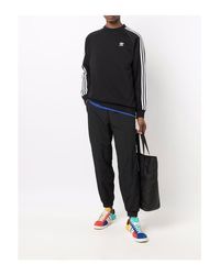 adidas originals adicolor three stripe crew neck sweat in black