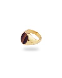 Phira London Metallic 9k Gold Jamestown Tiger Eye Oval Stone Ring