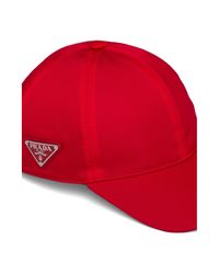 Prada Nylon Baseball Cap in Red for Men | Lyst