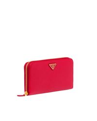 Prada Large Saffiano Leather Wallet in Red