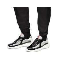 america's cup patent leather & technical fabric sneakers