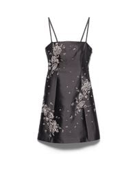 Prada Embroidered Cady Woven Mini Dress in Black | Lyst