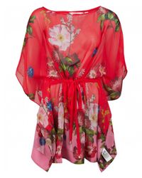 Ted Baker Red Berry Sundae Print Tie Waist Cover Up