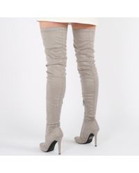 light gray thigh high boots
