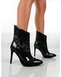 pointed toe patent leather booties