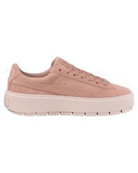 PUMA Suede Platform Trace Casual Sneakers in Peach Beige-Pearl (Pink) - Lyst