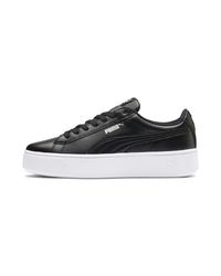 PUMA Leather Vikky Stacked Sneakers in Black- Black (Black) - Lyst