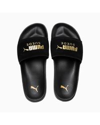 puma suede slides black