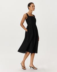 Nordstrom Rack Seamed Ponte Fit & Flare Midi Dress in Black | Lyst