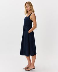 aqua stripe bustier midi dress - exclusive O'Neill Women's Linden Stripe Sweetheart Neck Dress - Tofu