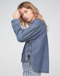 Rag & Bone Blue Cropped Mason Shirt