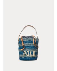 Borsa a secchiello mini in rafia a righe di Polo Ralph Lauren in Blu | Lyst