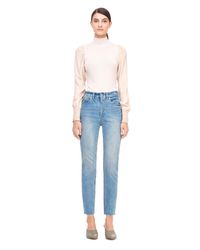 Rebecca Taylor - Blue Merino & Charmeuse Turtleneck Pullover - Lyst