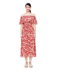 Rebecca Taylor - Red Off-the-shoulder Cherry Blossom Dress - Lyst