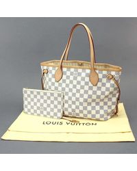 Louis Vuitton Canvas Damier Azur Neverfull Pm Tote Bag White N41362 90046400.. in Blue - Lyst