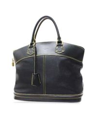 Louis Vuitton Leather Suhali &quot;lockit Mm&quot; Hand Bag Noir in Black - Lyst
