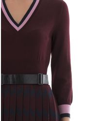 Bottega Veneta Red Bordeaux Wool Dress