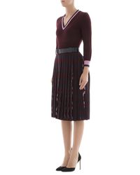 Bottega Veneta Red Bordeaux Wool Dress