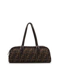 Fendi Canvas Pre-owned Zucca Top Handle Bag in Brown - Lyst