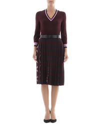 Bottega Veneta Red Bordeaux Wool Dress