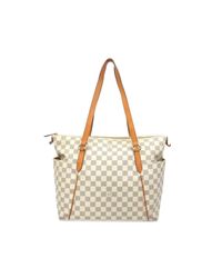 Louis Vuitton Auth Totally Mm Shoulder Bag N41279 Damier Azur Used Vintage in White - Lyst