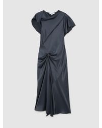 Reiss Drape-Neck Layered Dress in Green | Lyst UK