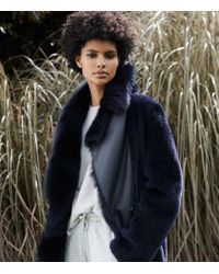 navy blue shearling coat