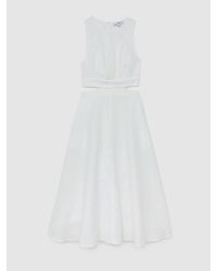 Reiss Linen-blend Emma Midi Dress in Natural | Lyst UK Reiss Linen-blend Emma Midi Dress in Natural | Lyst UK