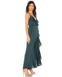 Shona Joy Luxe Bias Frill Wrap Dress in Emerald (Green) | Lyst