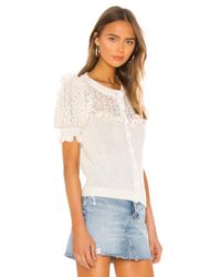 For Love & Lemons Pearl Button Up Sweater Ivory