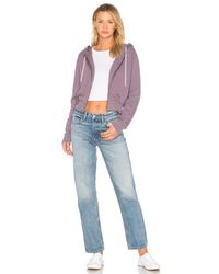 Cotton Citizen Purple The Milan Crop Zip Hoodie