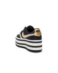 nike platform sneakers black and gold