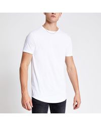 Cotton Curved Hem Longline T-shirt 