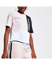 River Island Pink Profilic Blocked Crop Top