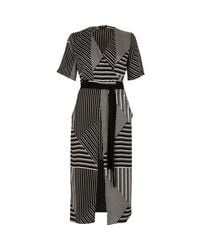 River Island Black Striped Tie Waist Midi Dress