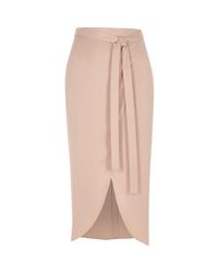 River Island Light Pink Satin Wrap Midi Skirt