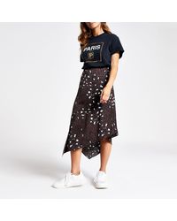 River Island Brown Petite Animal Print Slip Skirt