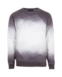 River Island White Geo Faded Sweatshirt for men