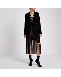 River Island Black Double Breasted Ripple Blazer