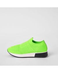 Bright Green Knitted Runner Trainers - Lyst
