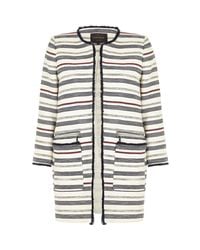 River Island Navy Blue Striped Trophy Coat
