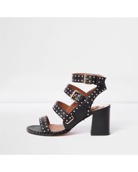 black studded block heels