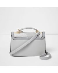 River Island Gray Light Grey Mixed Texture Mini Satchel Bag