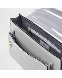 River Island Gray Light Grey Mixed Texture Mini Satchel Bag