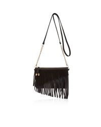 River Island Black Leather Fringe Purse