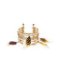 River Island Metallic Gold Tone Feather Stacked Cuffs