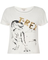 River Island White Sequin Dinosaur Print T-shirt