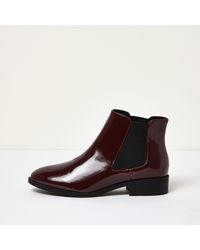 burgundy patent chelsea boots