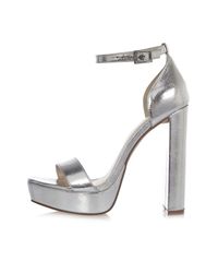 silver strappy platform heels