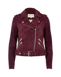 red biker jacket suede